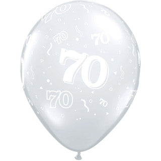 Age 70 Latex Balloon Around Clear - 50 Pack (Available in Singles)