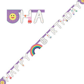 Happy Birthday Peppa Pig Rainbow Letter Banner