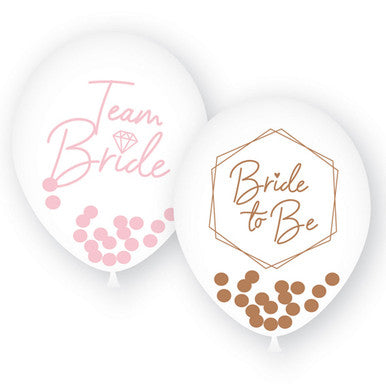 Team Bride, Bride to Be 11" Latex Balloons 6 Pack