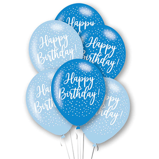 Happy Birthday Blue 11'' Latex Balloons - 6 Pack