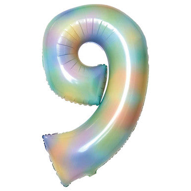 Giant Foil Number Balloon Pastel Rainbow