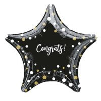 Congrats Black Star 18" Foil Balloon