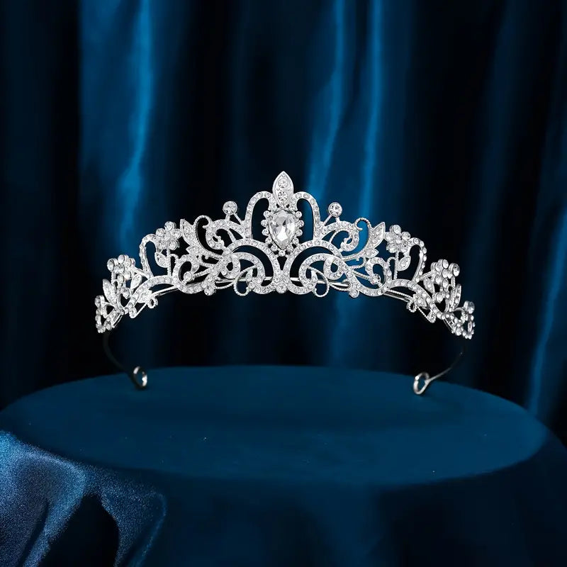 Metal Tiara Deluxe Silver Crystal