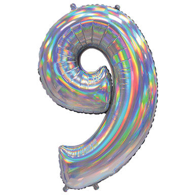 Giant Foil Number Balloon Iridescent Silver