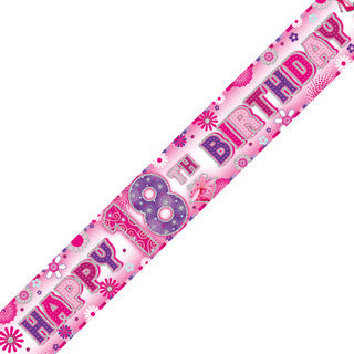 Happy 18th Birthday Pink Flower Banner