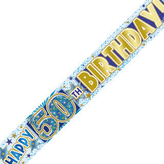 Happy 50th Birthday Blue Celebration Banner