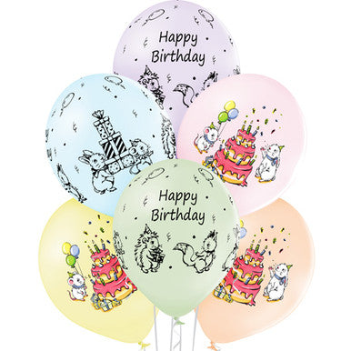 Birthday Woodland Friends 11'' Latex Balloons 6 Pack