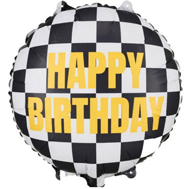 Happy Birthday Chequered Flag 18" Balloon