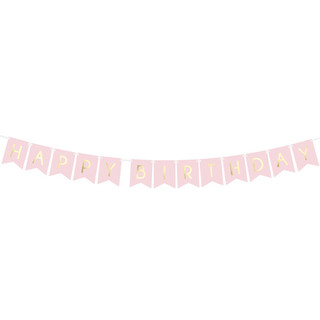 Happy Birthday Light Pink Flag Paper Bunting