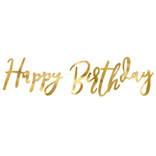 Script Happy Birthday Banner Gold