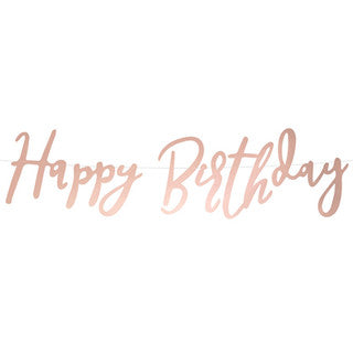 Script Happy Birthday Banner Rose Gold