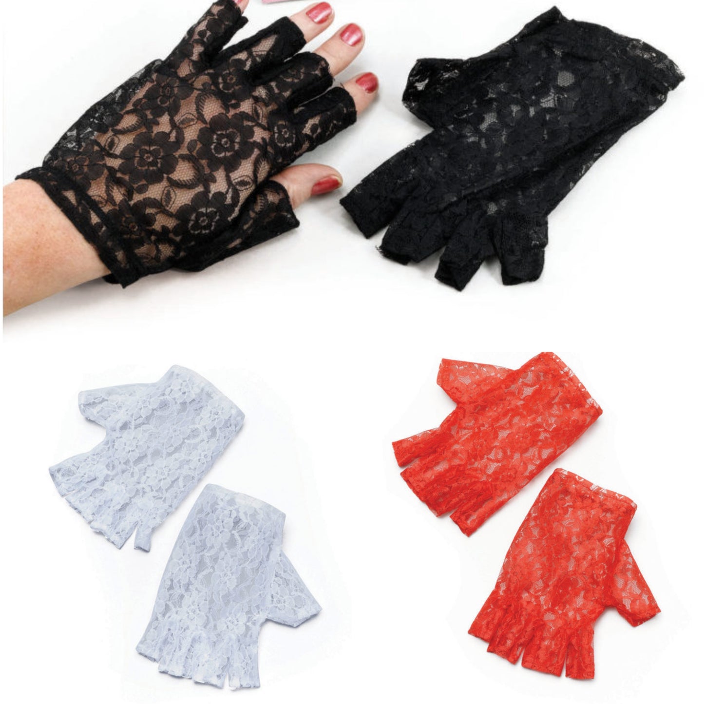Short Lace Fingerless Gloves
