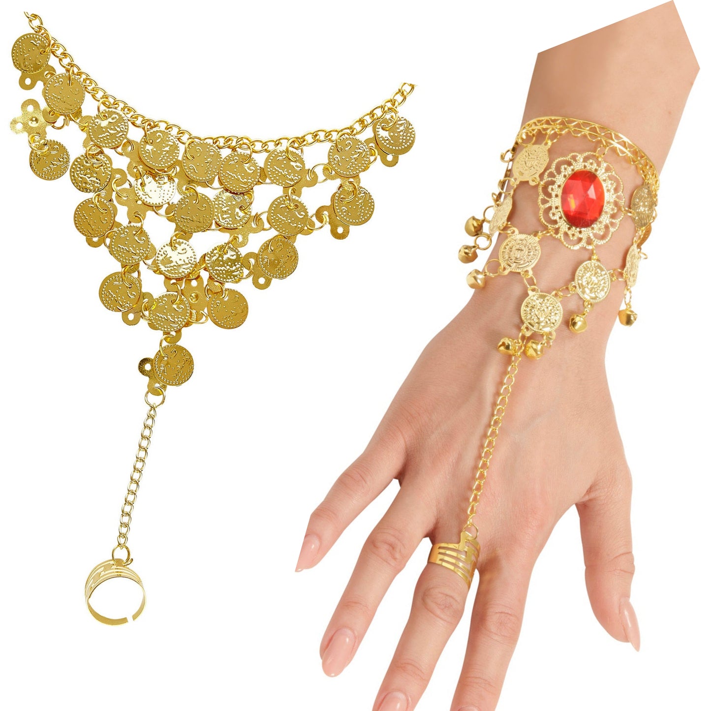 Coin Finger Ring Bracelet