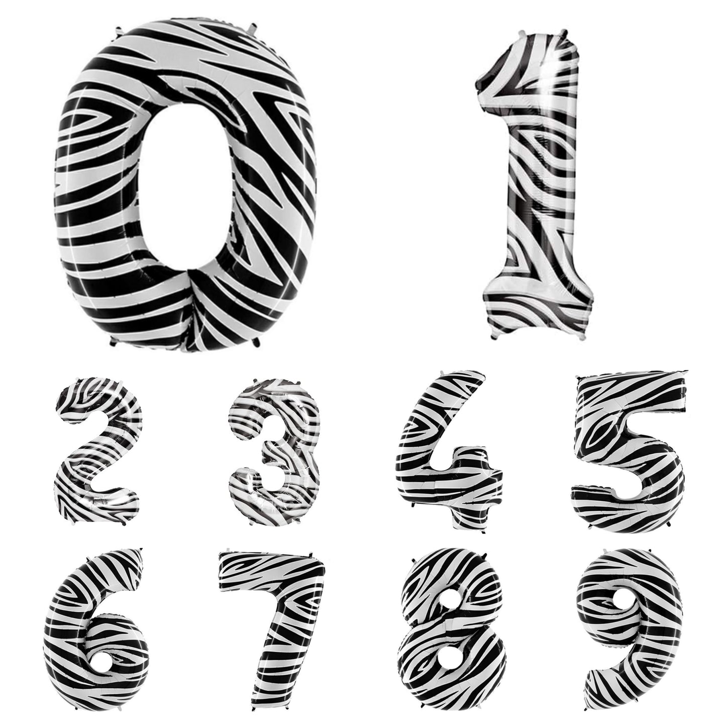 Giant Foil Number Balloon Zebra Print