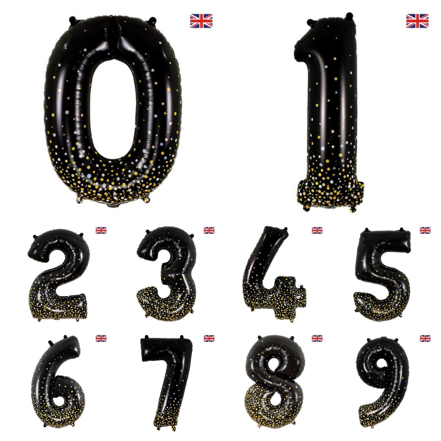 Giant Foil Number Balloon Black Sparkling Fizz