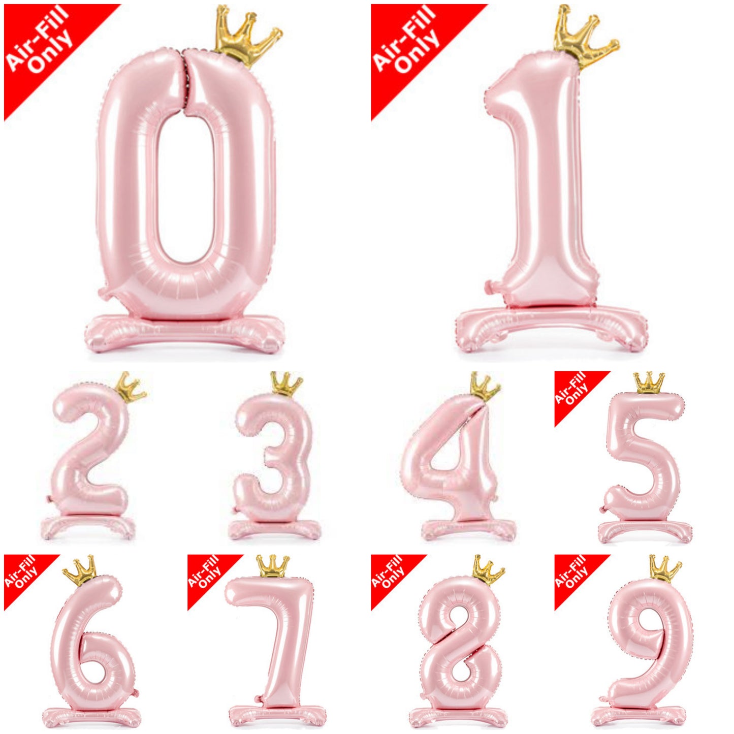 Airfilled Stand-up 25'' Foil Number Balloon Pink Crown