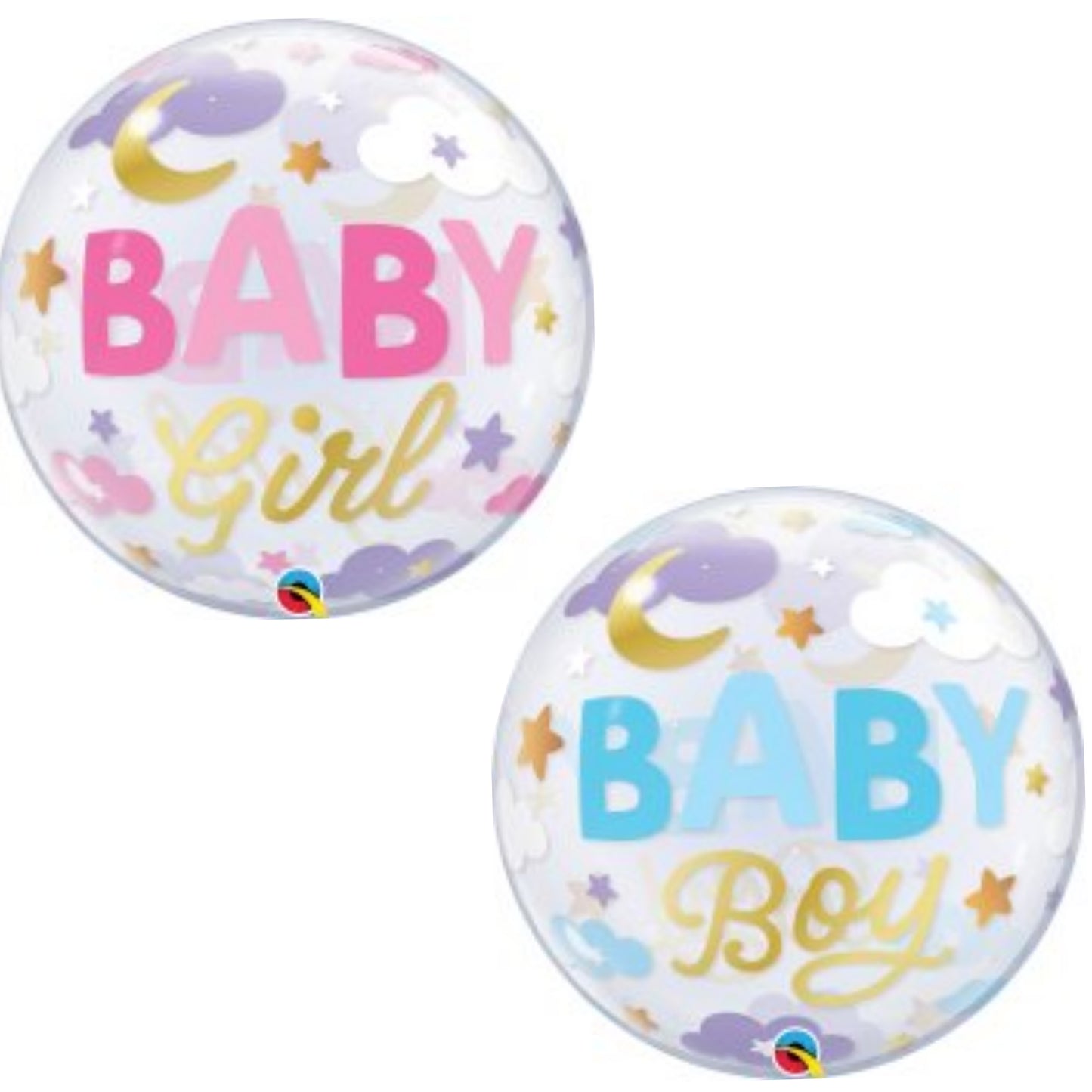 Baby Girl/ Boy Moon and Stars Bubble Foil Balloon