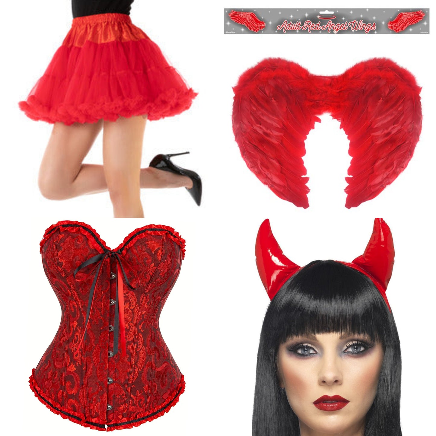Deluxe Full Set Tutu Bundle Red/Black Costume (inc Corset) *Save Money as a Bundle*