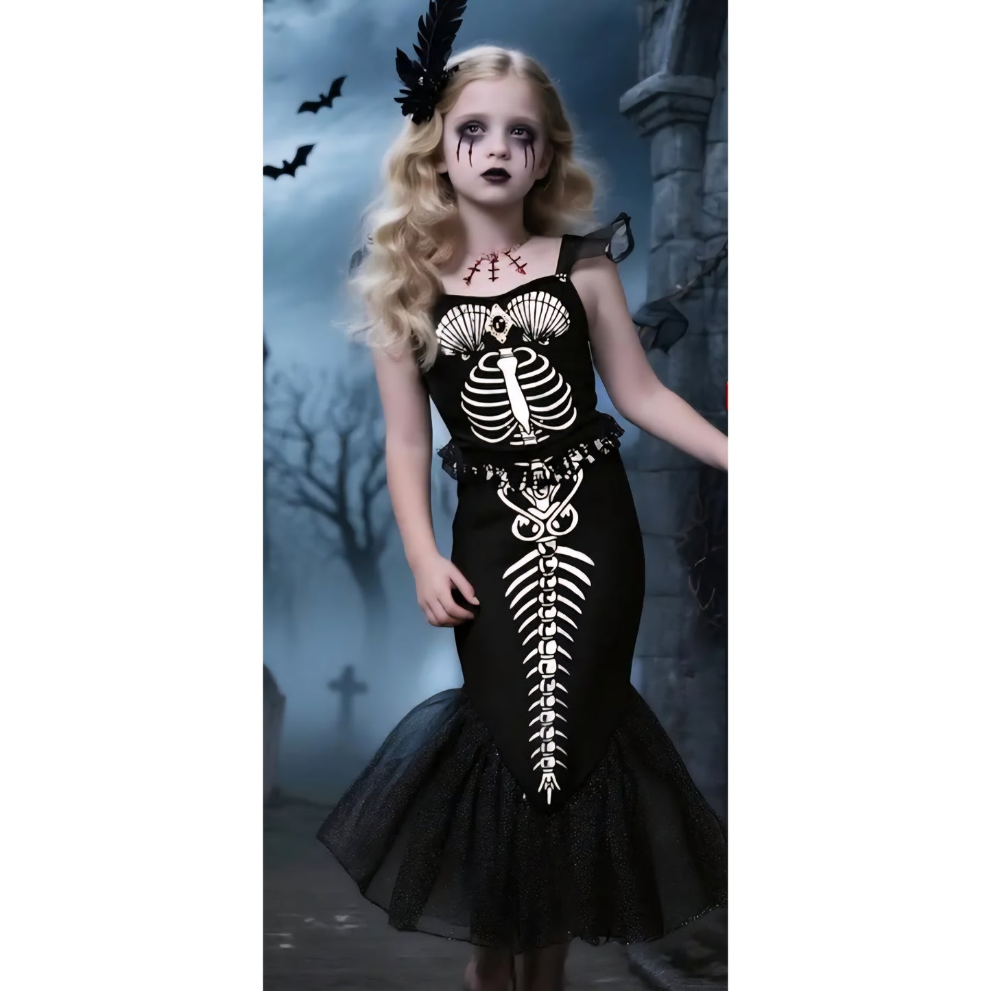 🌟New🌟 Skeleton Mermaid Child Costume