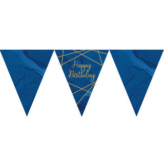 Happy Birthday Blue and Gold Paper Bunting