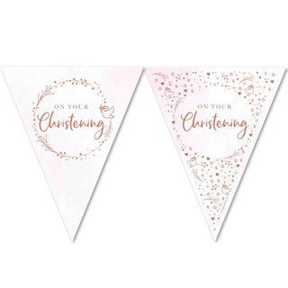 On Your Christening Pink Paper Bunting