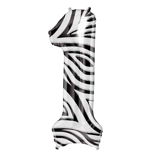 Giant Foil Number Balloon Zebra Print