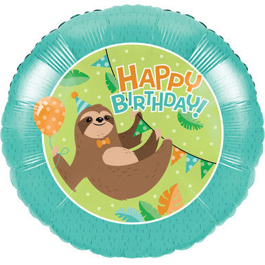 Sloth Birthday 18" Foil Balloon