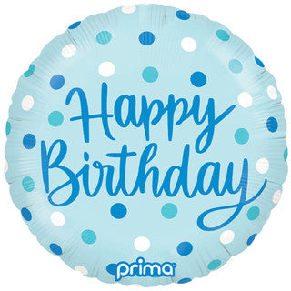 Happy Birthday Blue Multi Dots 18" Foil Balloon