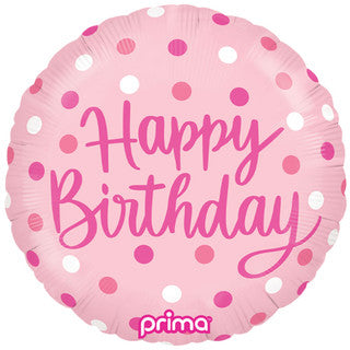Happy Birthday Pink Multi Dots 18" Foil Balloon