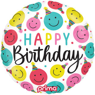 Happy Birthday Happy Faces 18" Foil Balloon
