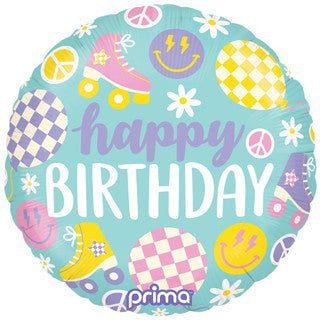 Happy Birthday Retro Skates 18" Foil Balloon