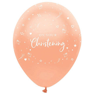On Your Christening Rose Gold 11" Latex Balloons 6 Pack
