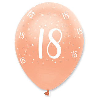 Age 18 Latex Balloon Rose Gold - 6 Pack