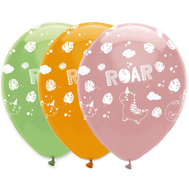 Bright Dinosaurs Latex Balloons - 6 Pack