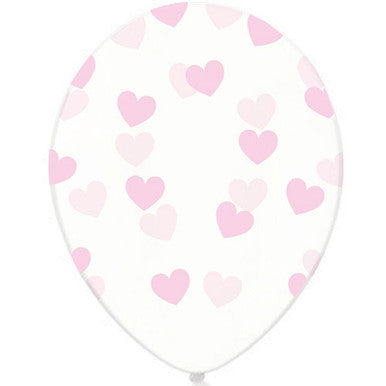 12" Clear Light Pink Heart Latex Balloons - 50/ 6 Pack (also available in singles)