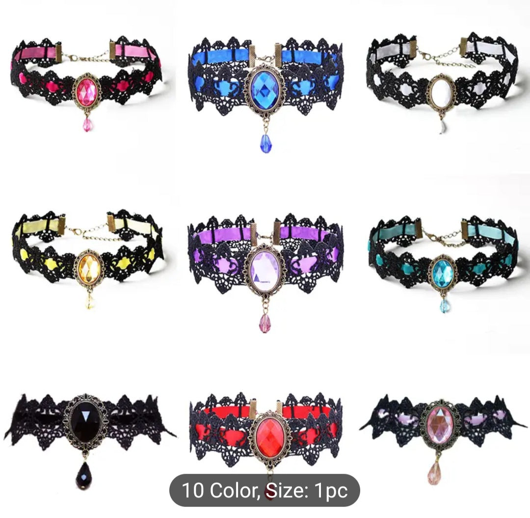 Lace Choker with Gem