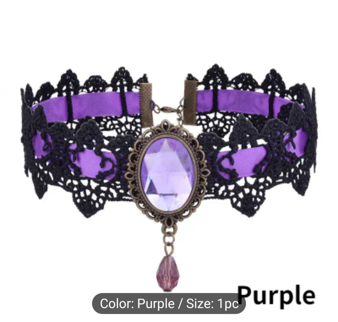 Lace Choker with Gem
