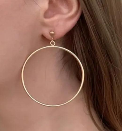 Single Gold Hoop Clip On Earring