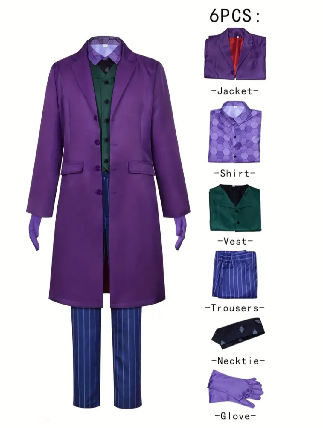 🌟New🌟 Dark Knight Joker Villain Super Deluxe Costume