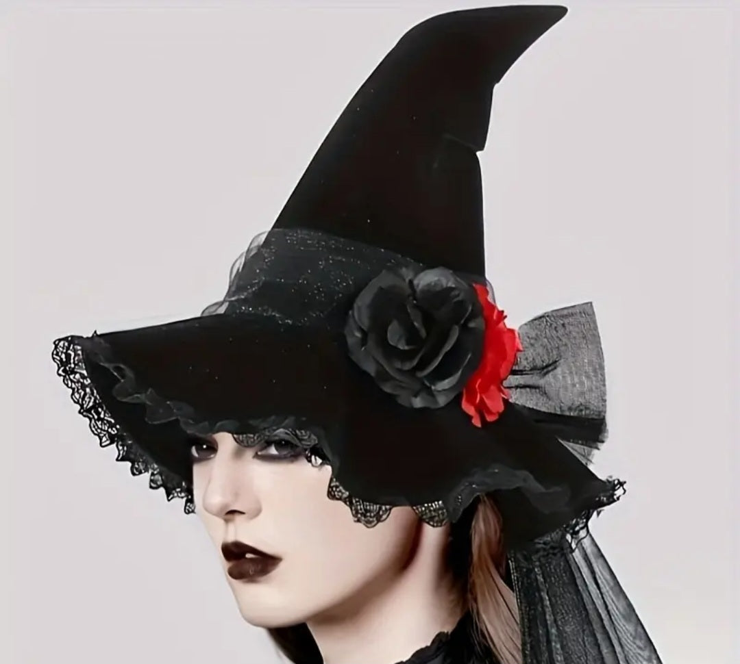 🌟New🌟 Deluxe Black Rose Witch Hat