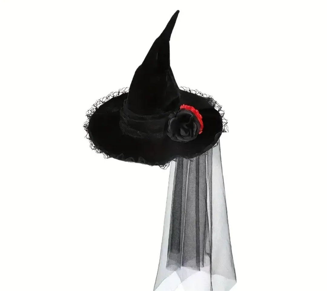 🌟New🌟 Deluxe Black Rose Witch Hat