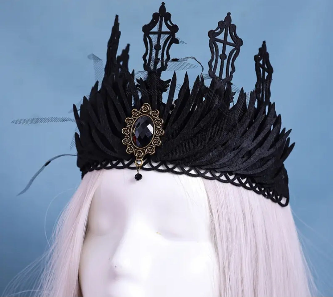 🌟New🌟 Evil Queen Feather Gem Crown Headband