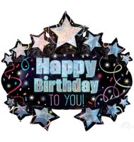 Happy Birthday Shining Star Supershape Foil Balloon