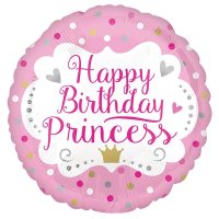 Birthday Princess Hearts 18" Foil Balloon
