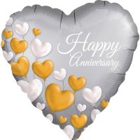 Happy Anniversary Platinum Hearts 18" Foil Balloon