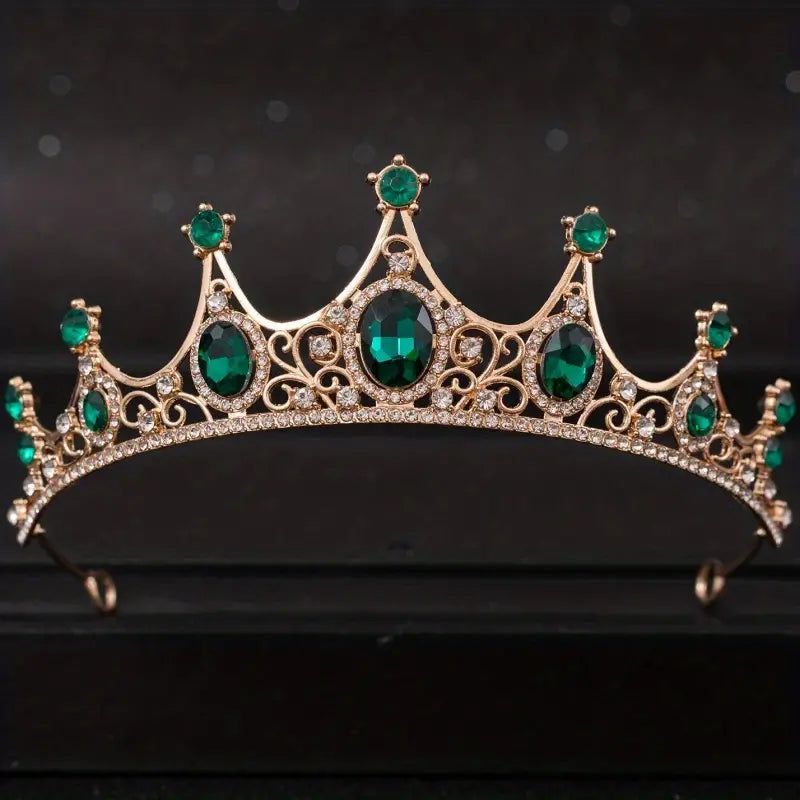 Metal Tiara Deluxe Green and Gold