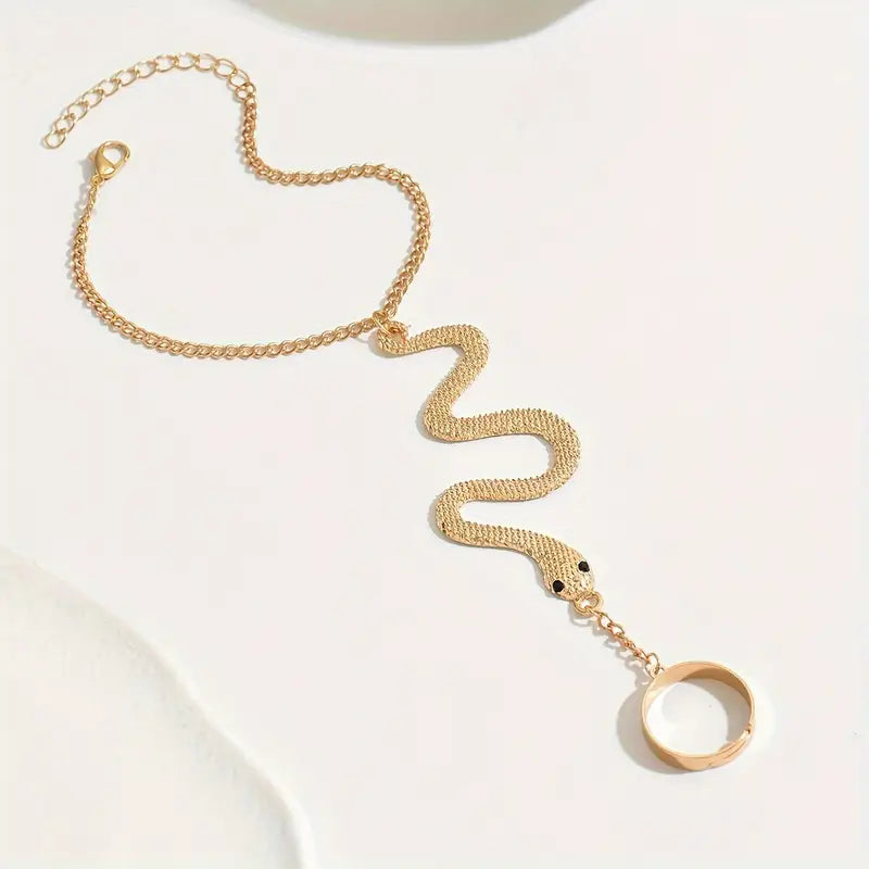 New Snake Finger Ring and Bracelet Gold