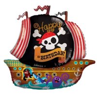 Happy Birthday Pirate Ship Supershape Foil Balloon