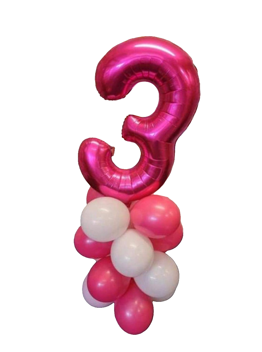 *Quick Buy* Pink and White Number Balloon 4 Tier Tower - In Store Only