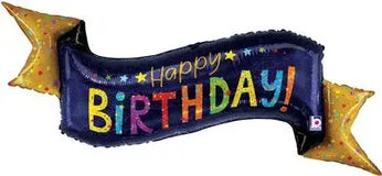 Happy Birthday Banner Supershape Foil Balloon